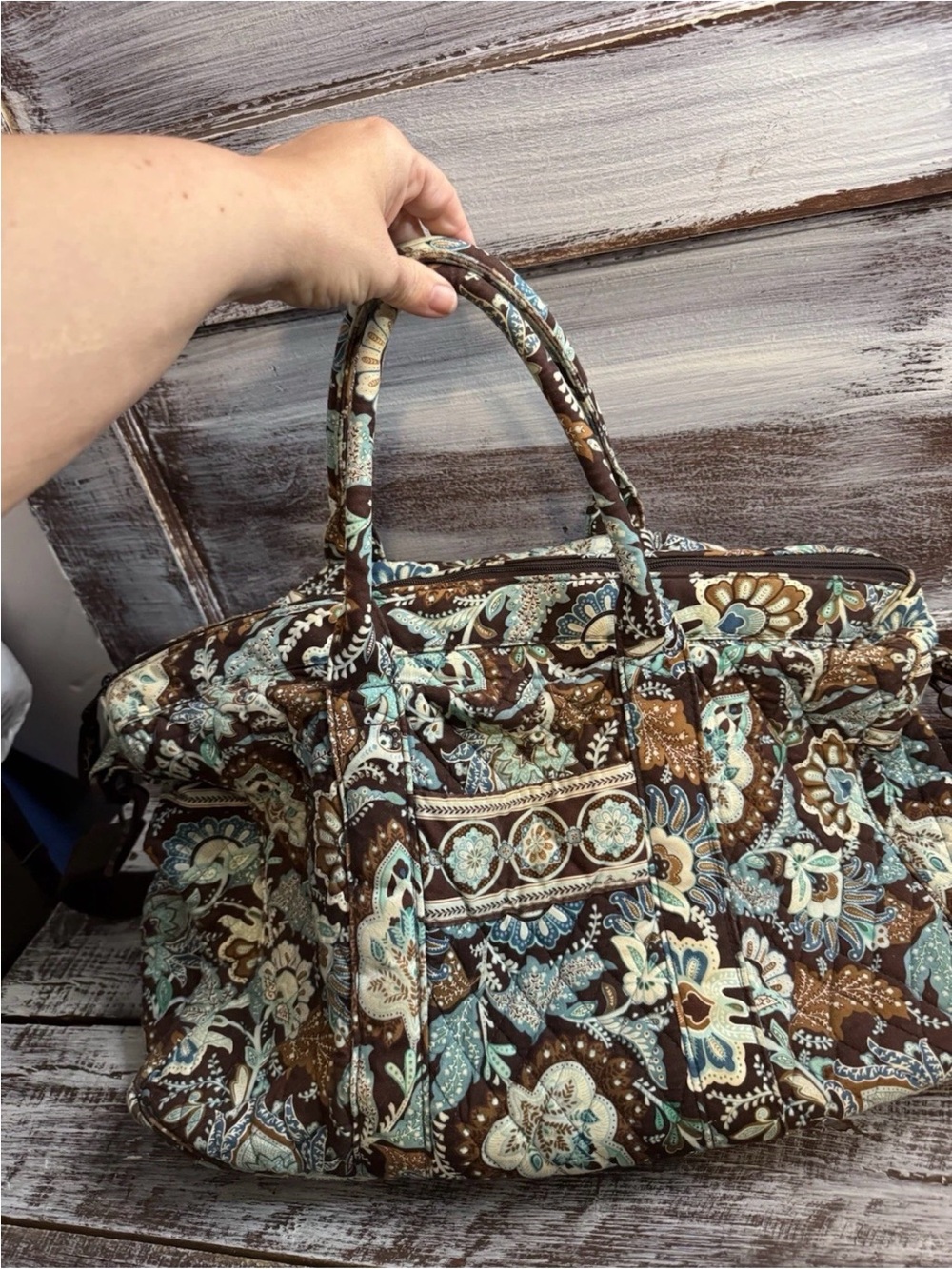 Vera Bradley Weekender Duffel Bag Retired Print Java Blue - Picture 2 of 6